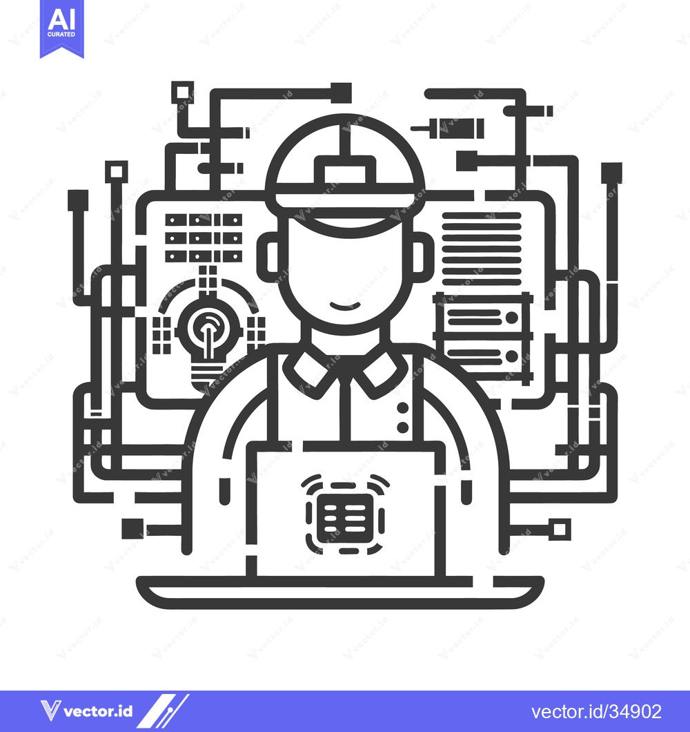Premium Vector dari An engineer working on a complex network of technological infrastructu