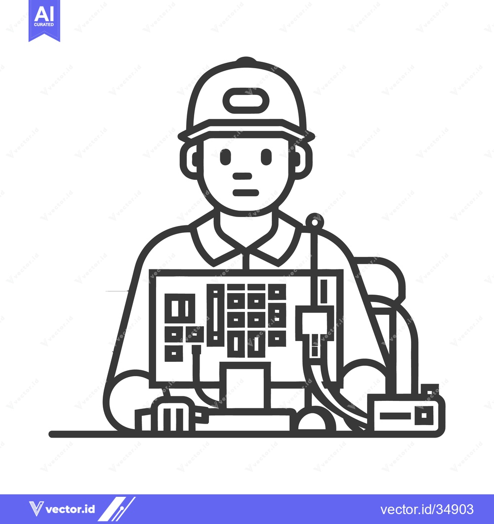 Premium Vector dari A person wearing helmet monitors a control panel display