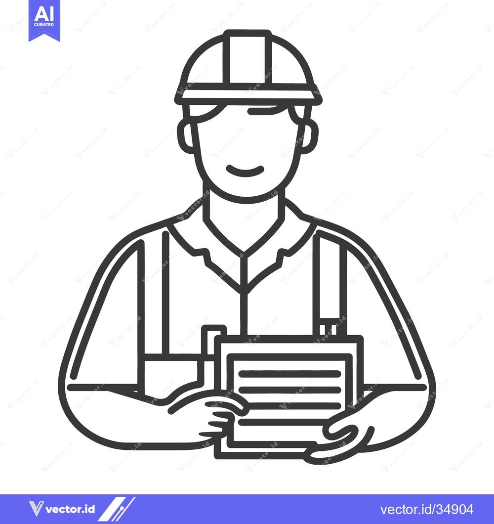 Premium Vector dari A construction worker is holding a clipboard while smiling