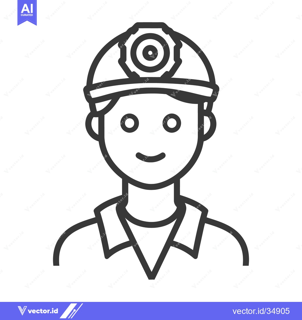 Premium Vector of A smiling person is wearing a safety helmet with a light