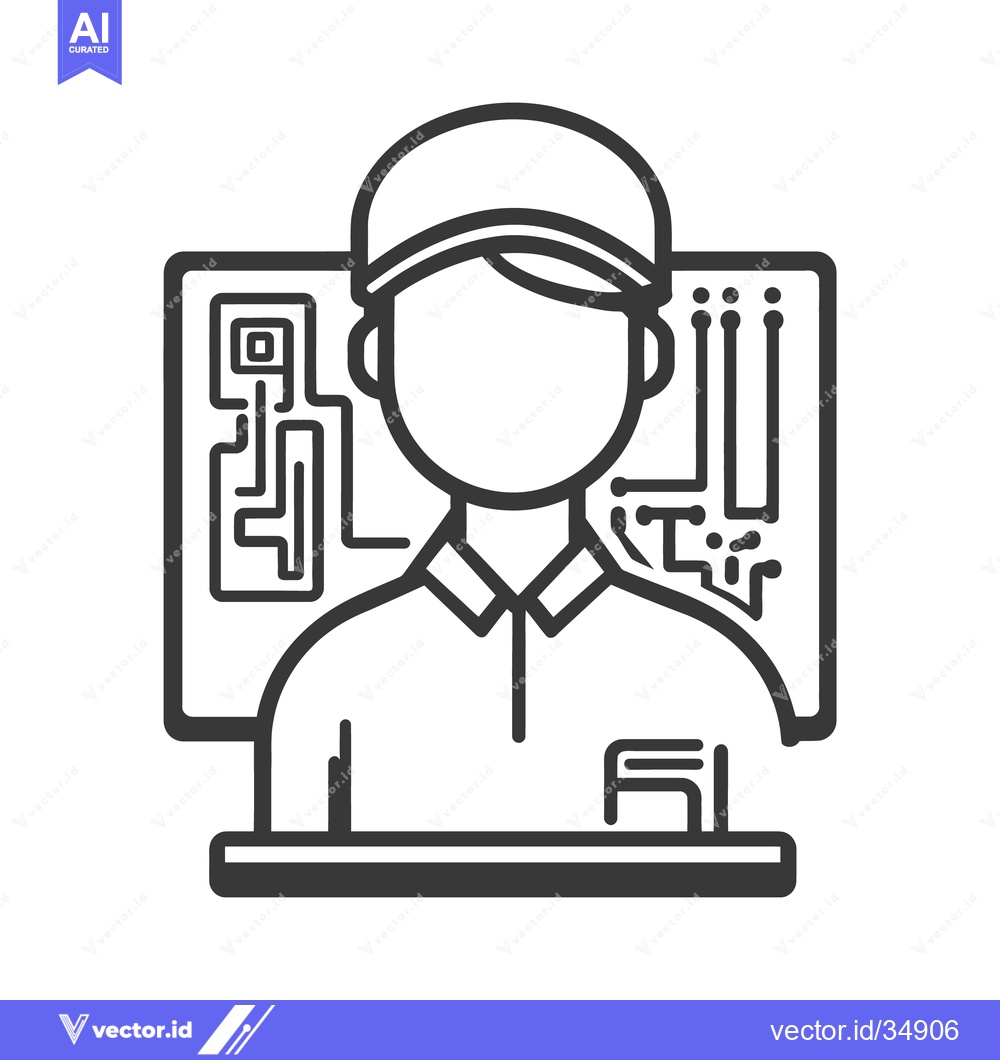 Premium Vector dari A graphic representation of a person near a circuit board