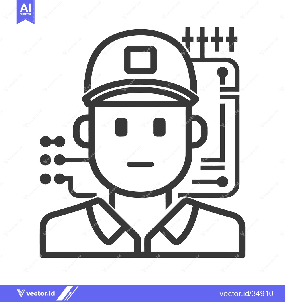 Premium Vector dari An engineering professional with safety hat next to circuit board