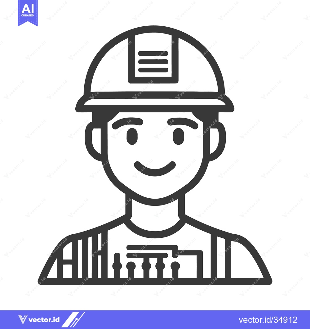 Premium Vector of Smiling male construction worker wearing a safety helmet and overalls