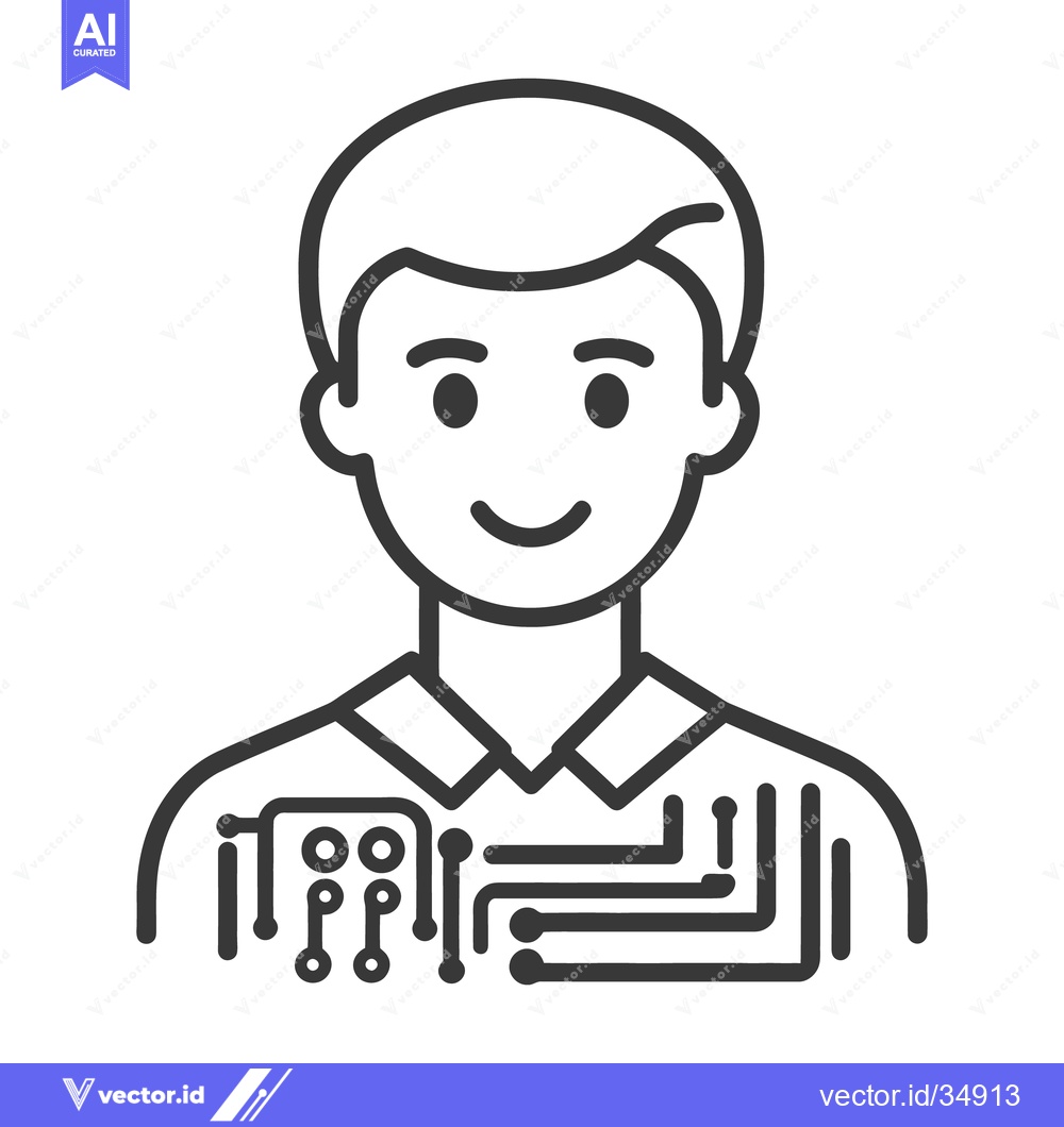 Premium Vector of A smiling person stylized with a circuit board integrated on their shi