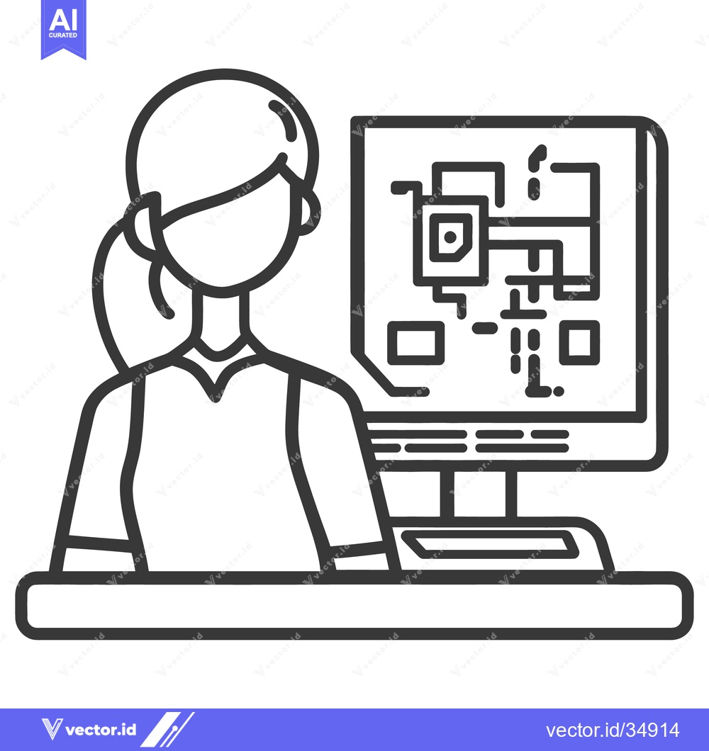 Premium Vector dari A person is working with a computer display and circuit schematics