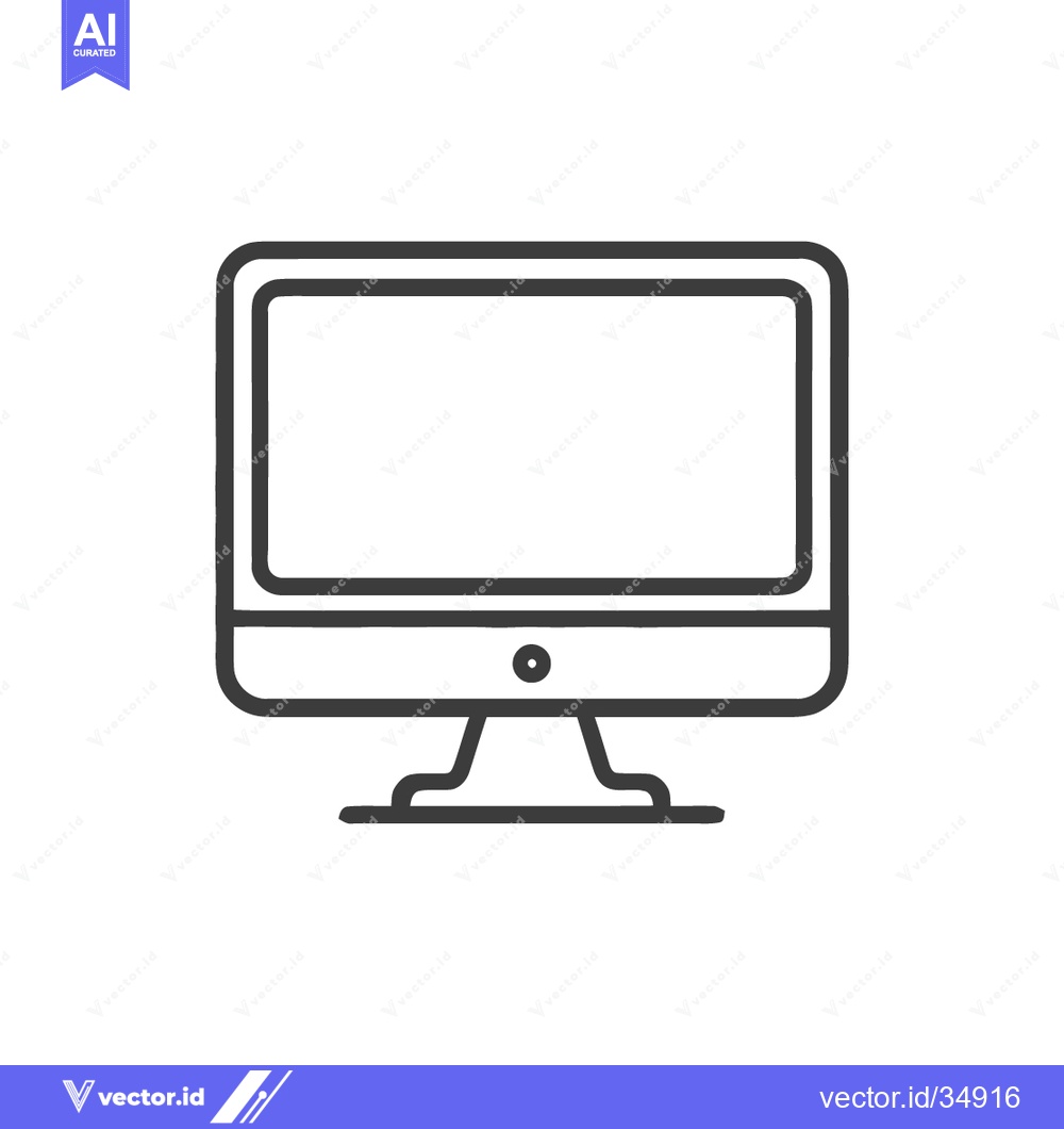 Premium Vector of Minimalist Computer Monitor Line Art on White Background