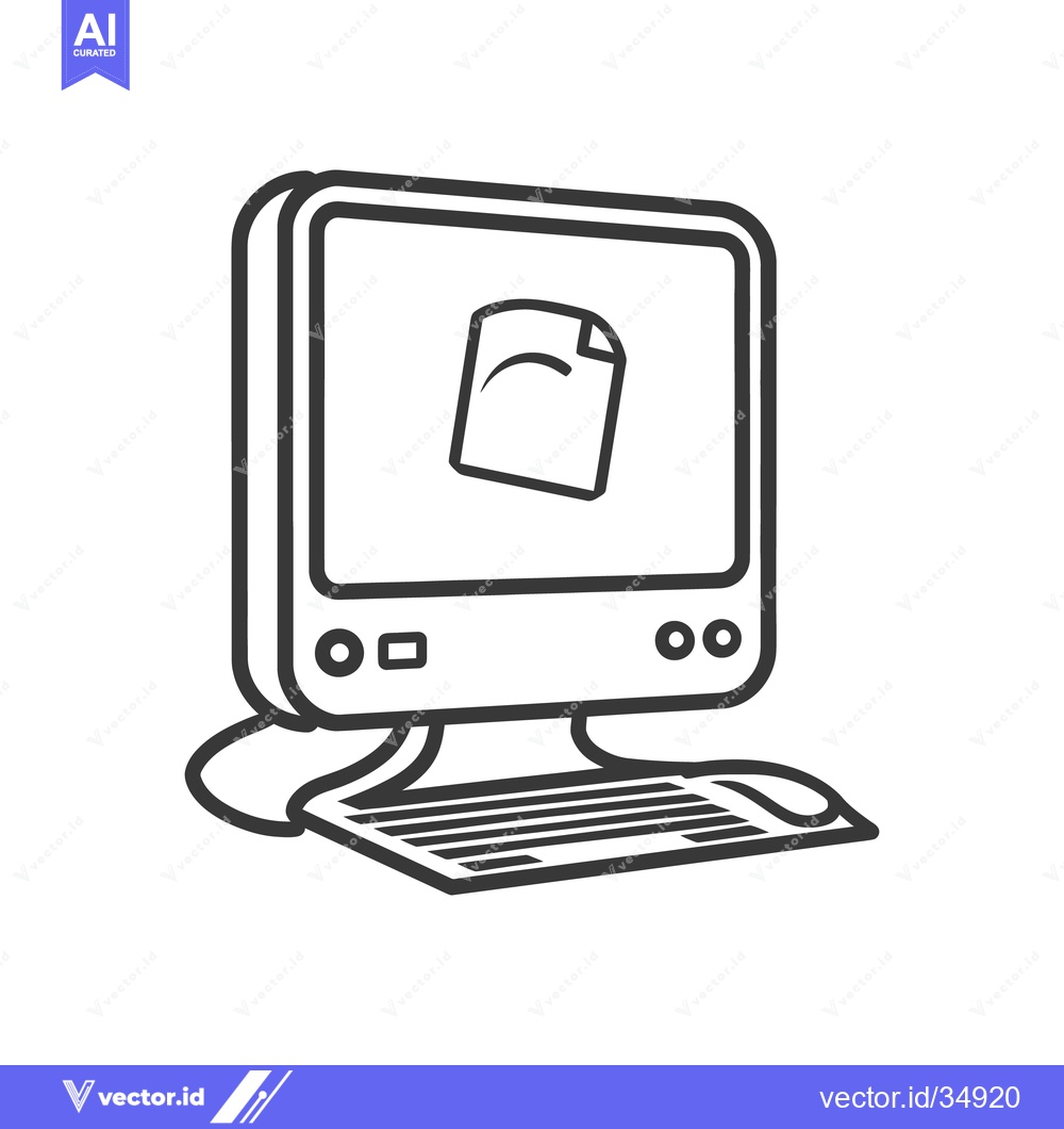 Premium Vector dari A black and white illustration of a desktop computer monitor