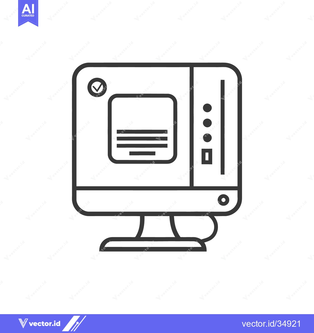 Premium Vector of A stylized illustration depicts a computer monitor graphic in black li