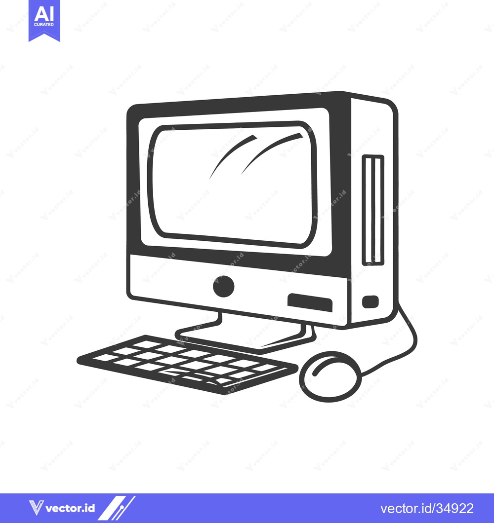 Premium Vector of An illustration shows a desktop computer with its peripherals
