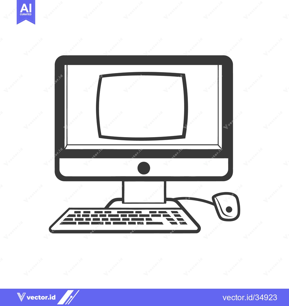 Premium Vector dari A minimalist illustration of a computer with keyboard and mouse