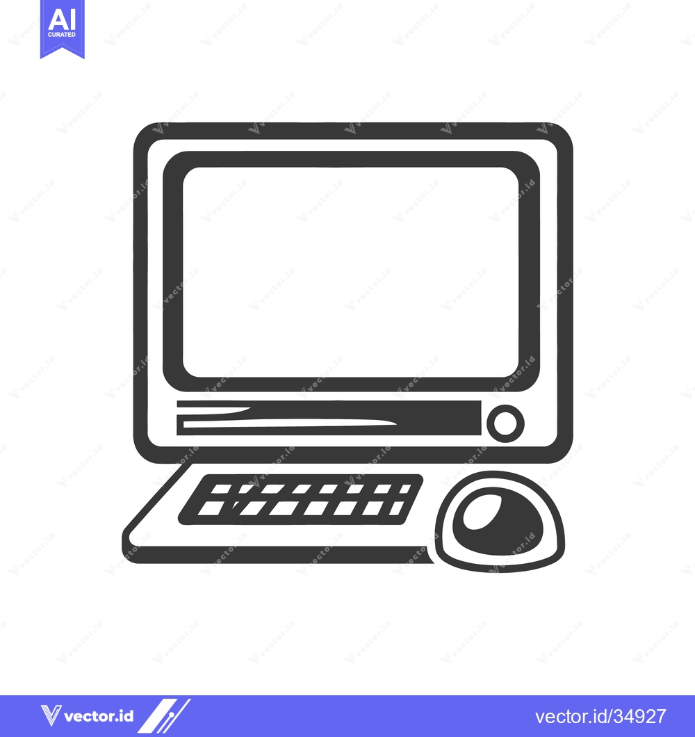 Premium Vector dari Simple monochrome illustration of a desktop computer setup