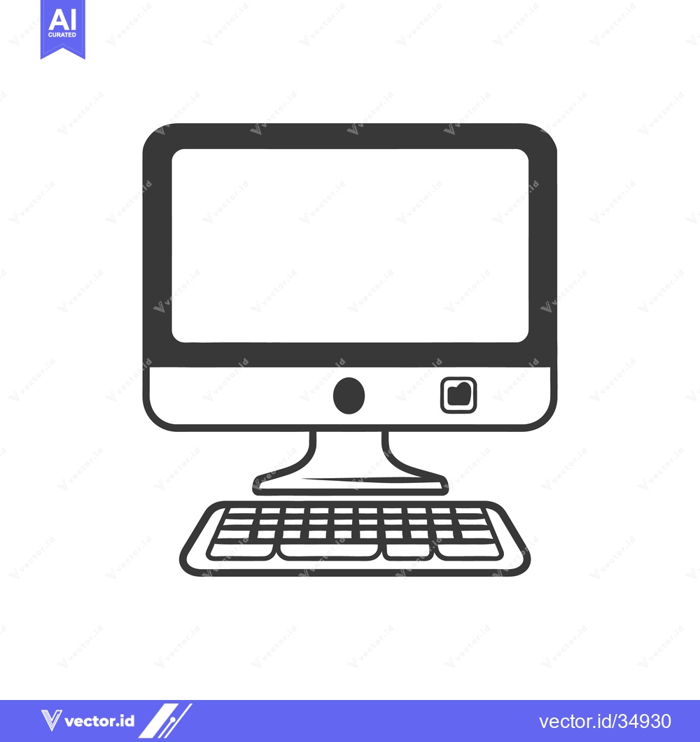 Premium Vector dari An illustrated monochrome image of a computer desktop setup