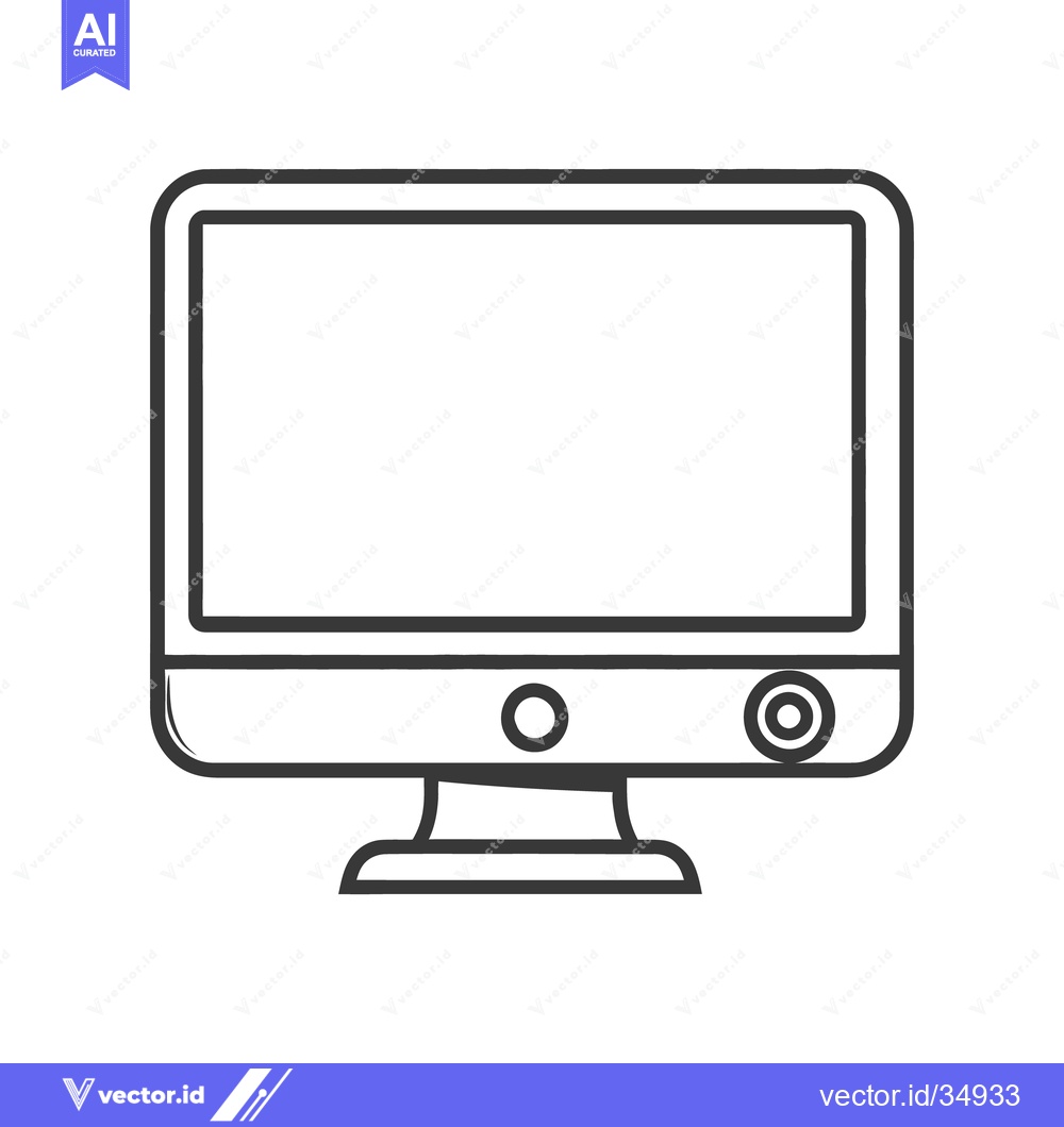 Premium Vector of A simple black and white illustration of a computer monitor