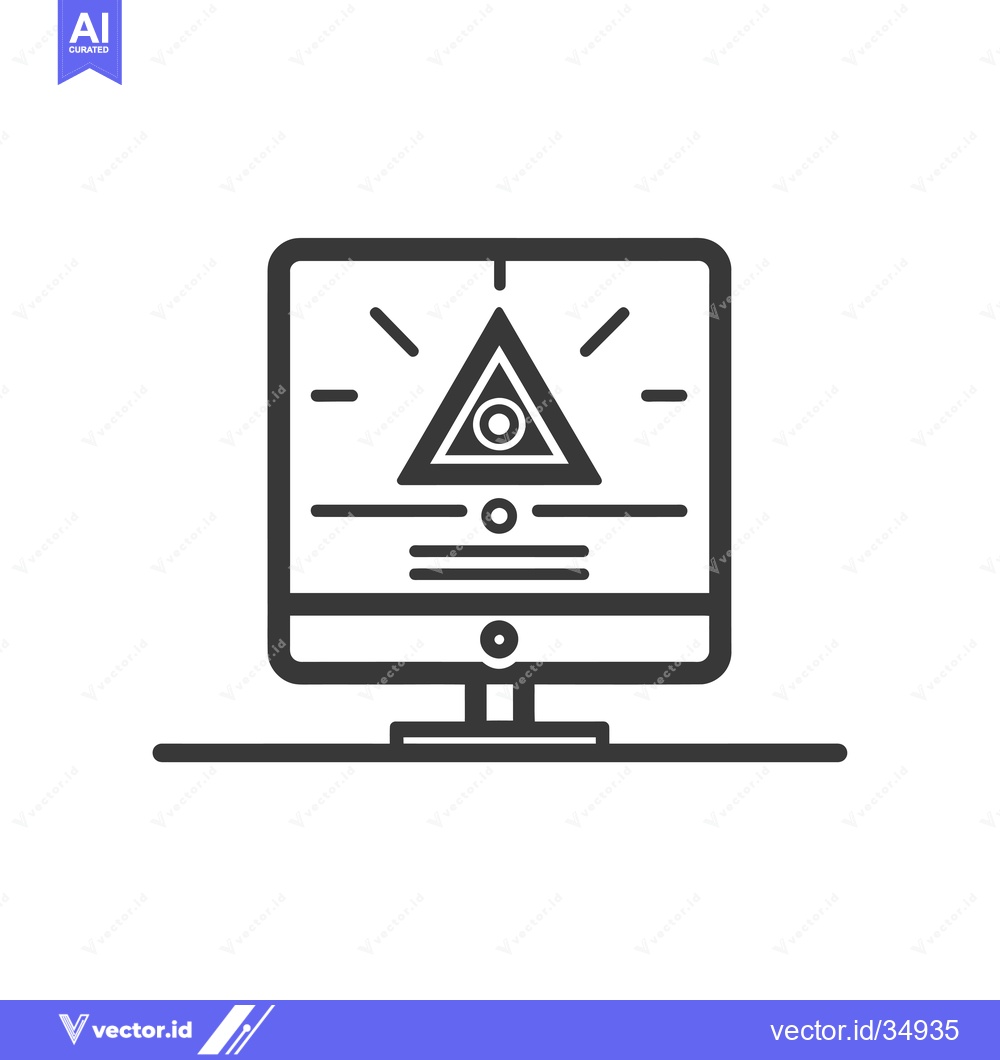 Premium Vector dari Computer Screen with a Triangle and Eye Icon