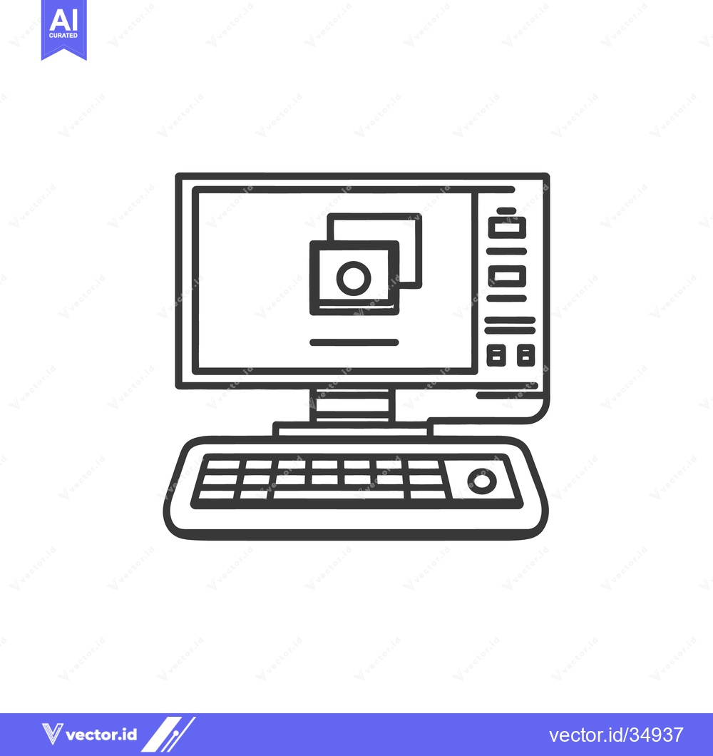 Premium Vector of An illustrated desktop computer with a keyboard and monitor