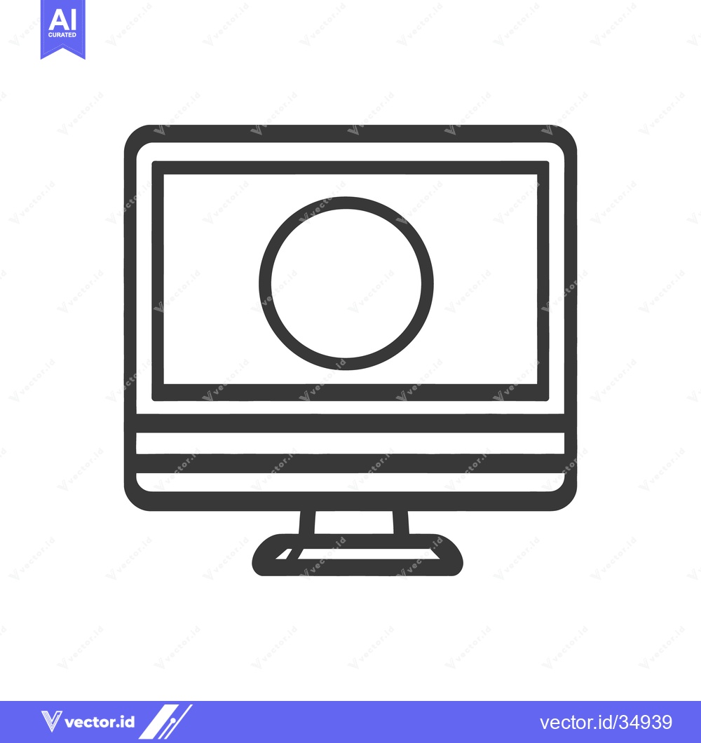 Premium Vector dari A simple outlined image of a modern computer monitor