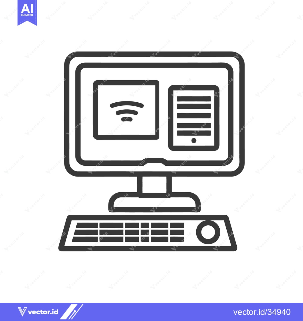 Premium Vector dari A basic black and white image of a desktop computer
