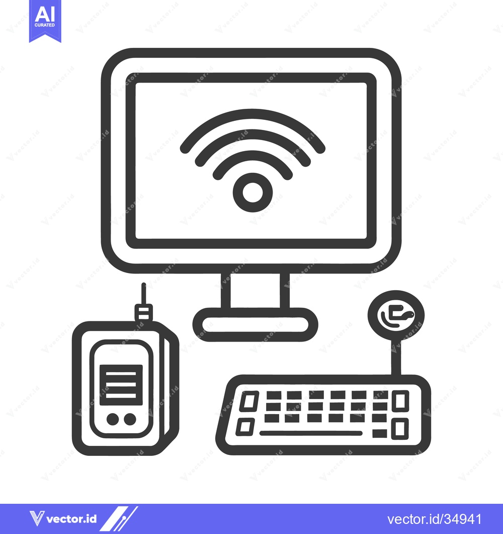 Premium Vector of Simplified illustration of a computer and related technology component