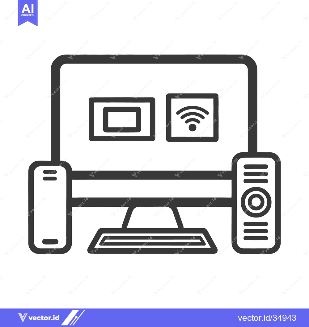 Premium Vector of A simplified illustration of a desktop computer system with speakers