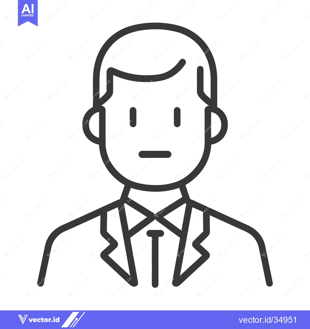 Premium Vector of Simple outlined illustration depicting a man wearing a business suit