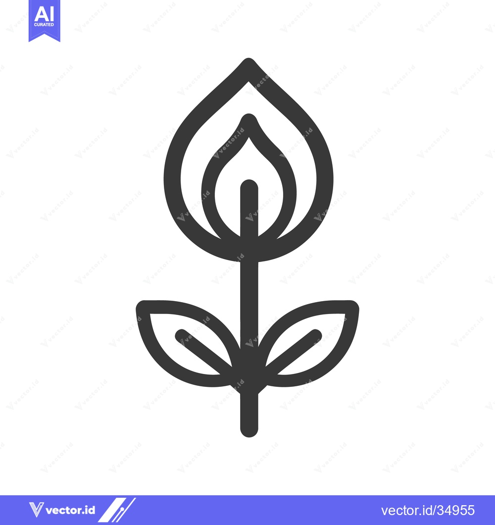 Premium Vector of A single stylized flower with leaves and elongated petals is present