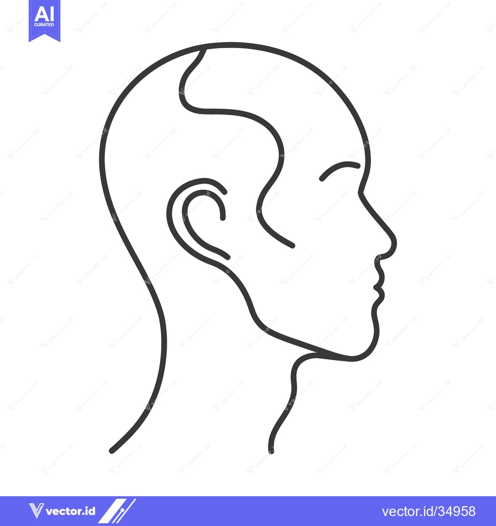 Premium Vector of A simple black line drawing depicting the human head profile