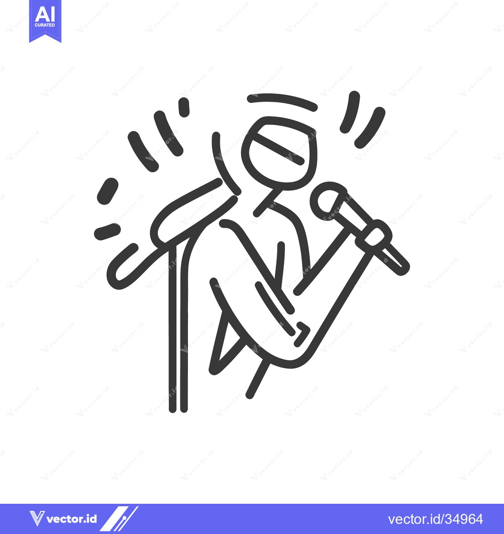 Premium Vector dari A simplistic drawing of a person singing into a microphone