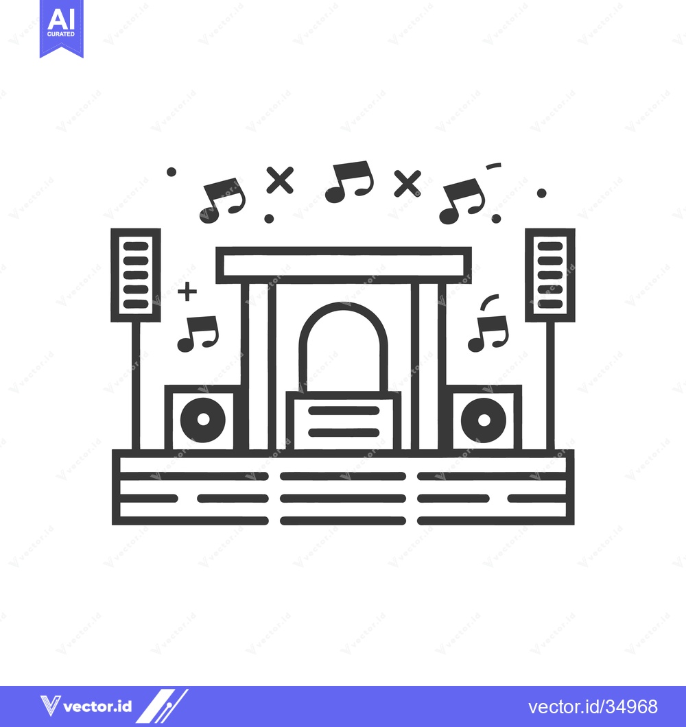 Premium Vector dari A simple graphic illustration of a stage with speakers and musical not