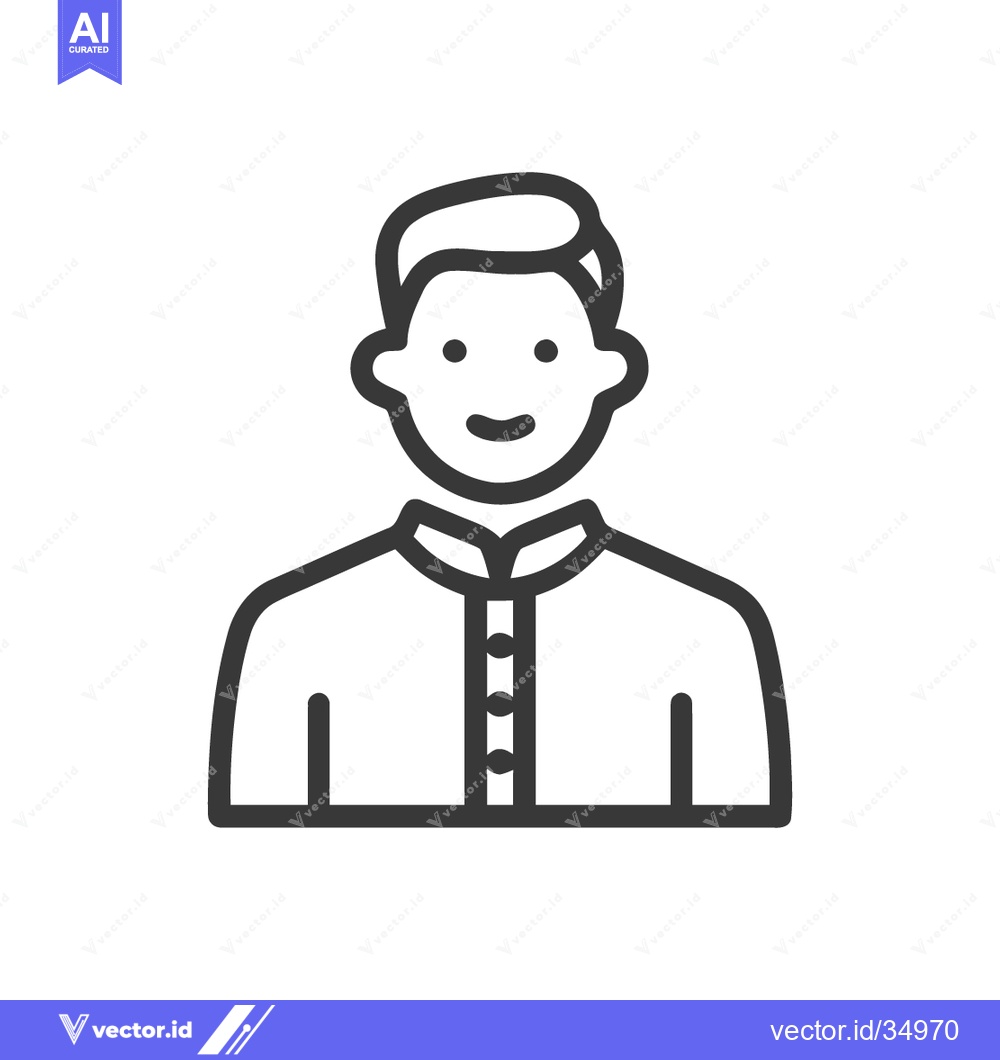 Premium Vector of Minimalist Line Art Portrait of Smiling Man in Buttoned Shirt