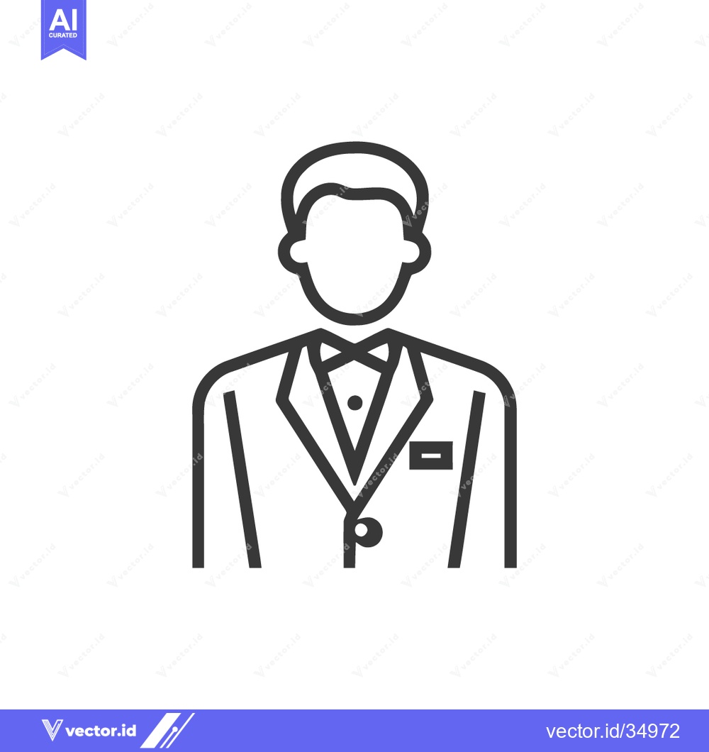 Premium Vector of Elegant Minimalist Line Art: Faceless Man in Tuxedo with Bowtie Icon