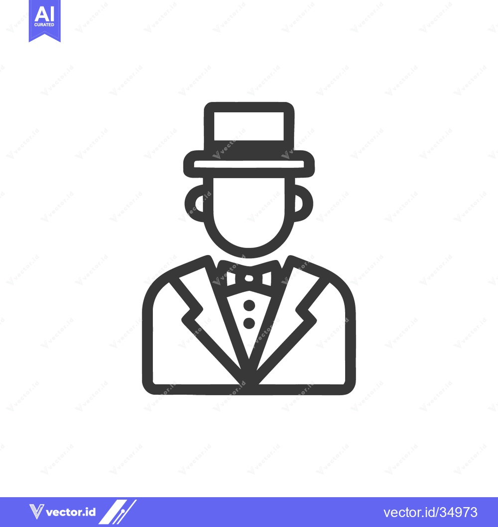 Premium Vector of Elegant Gentleman Icon: Bowtie, Suit, and Top Hat in Minimalist Style