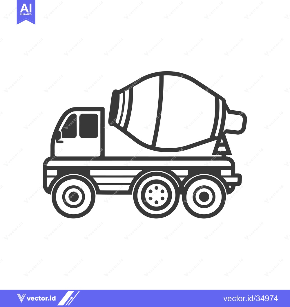 Premium Vector of Concrete Mixer Truck with Rotating Drum