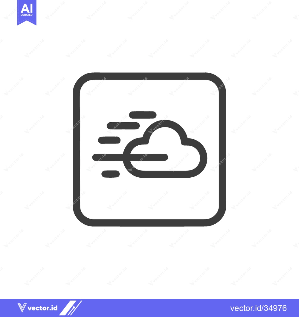 Premium Vector dari Foggy Weather Icon: Cloud with Horizontal Lines in Square Frame