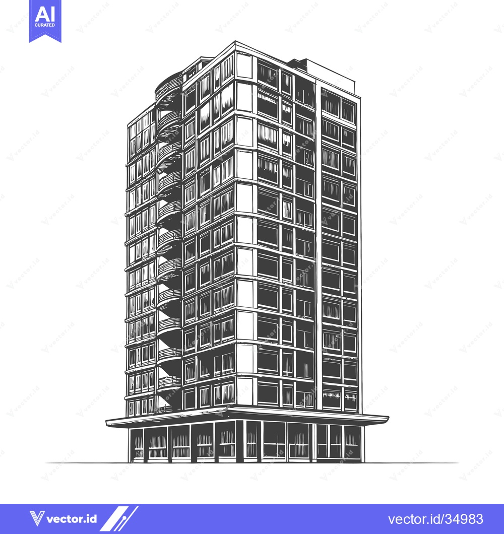 Premium Vector dari Modern Apartment Building Architectural Sketch Design