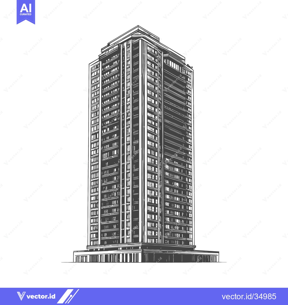 Premium Vector dari Modern Highrise Building Architectural Sketch Design