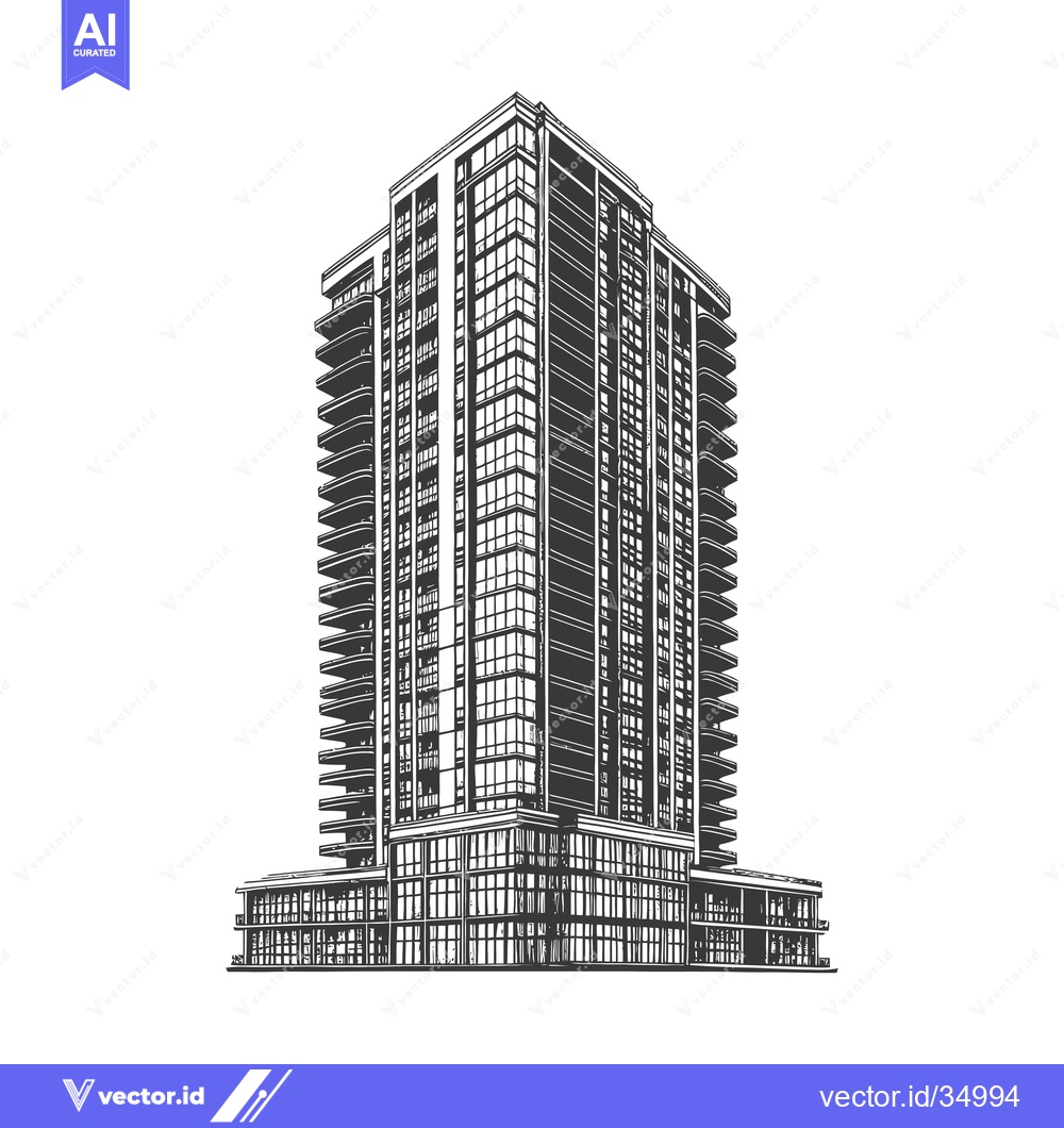 Premium Vector dari Modern Apartment Building Architectural Sketch Design