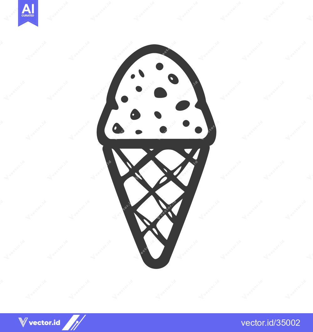Premium Vector of An illustrated ice cream cone with textured scoop design details