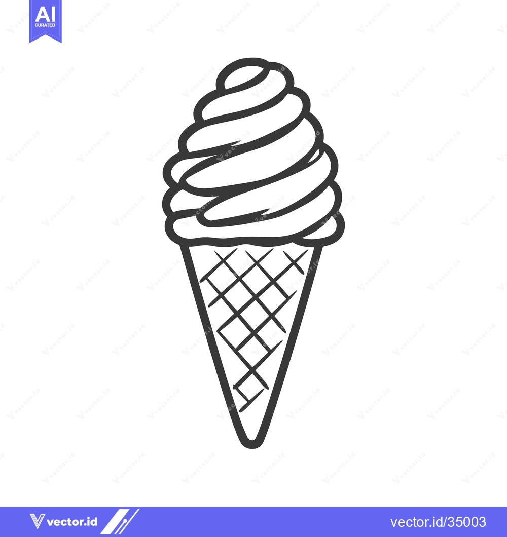 Premium Vector of An outline sketch of a sweet frozen dessert in a cone