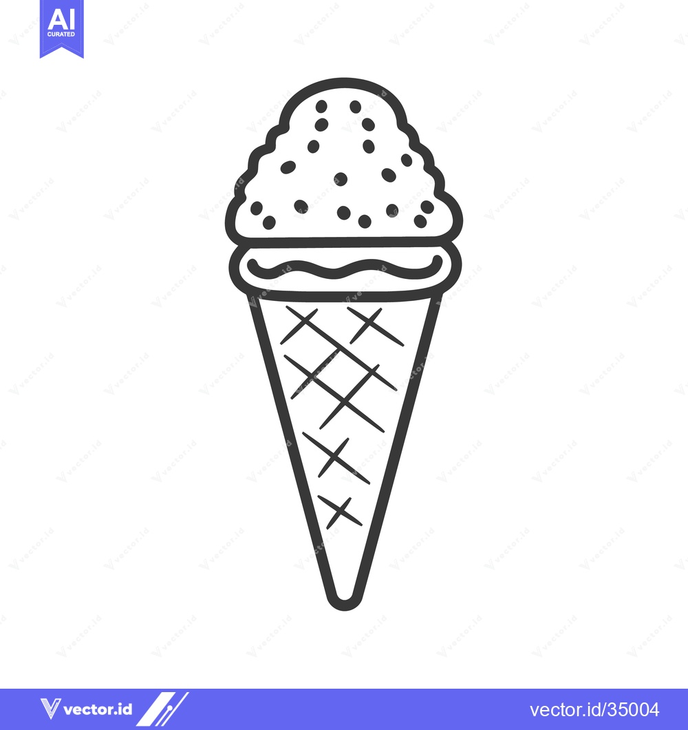 Premium Vector dari An outlined illustration of a single ice cream cone with sprinkles