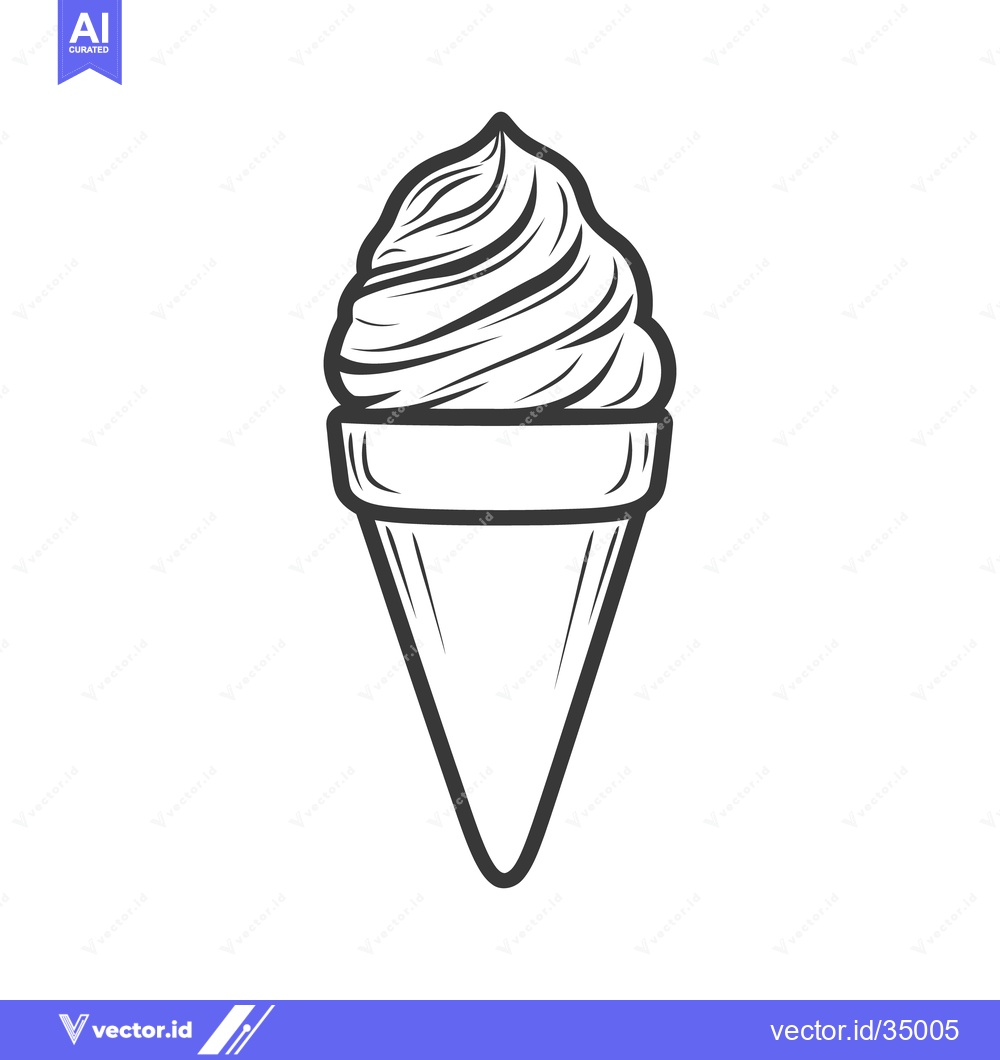 Premium Vector dari This image shows a detailed drawing of a soft ice cream cone