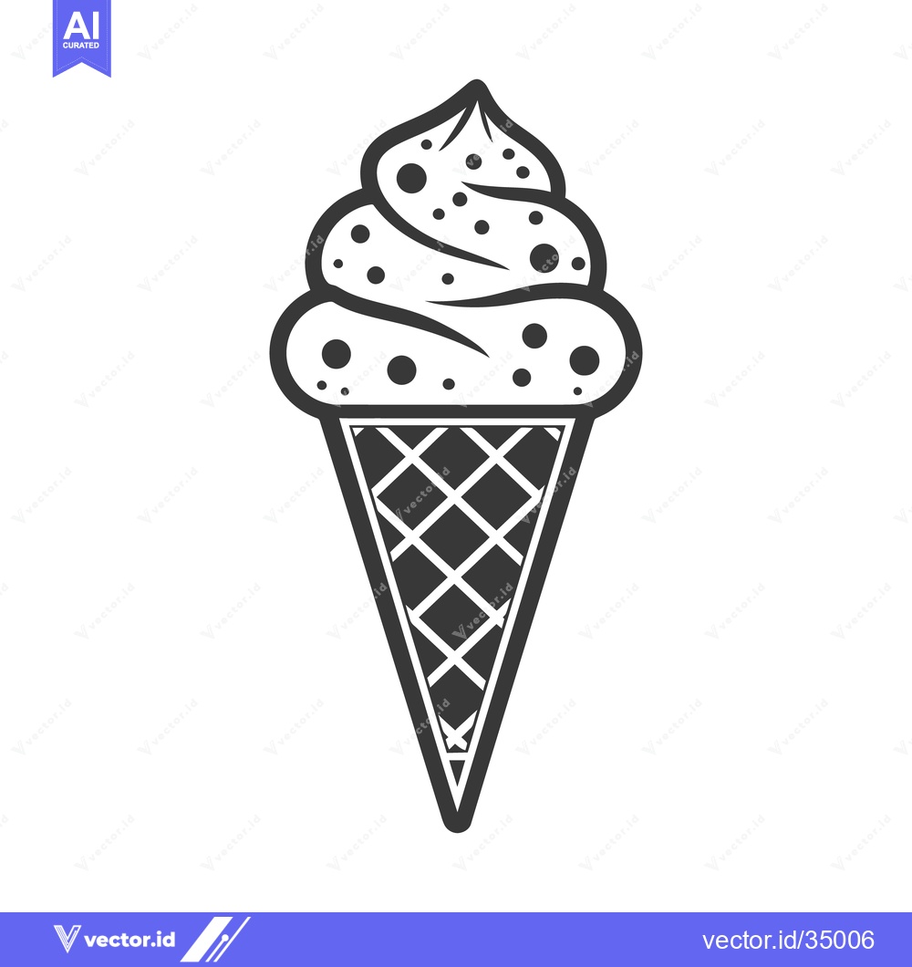 Premium Vector dari A simple outlined drawing of an ice cream cone treat