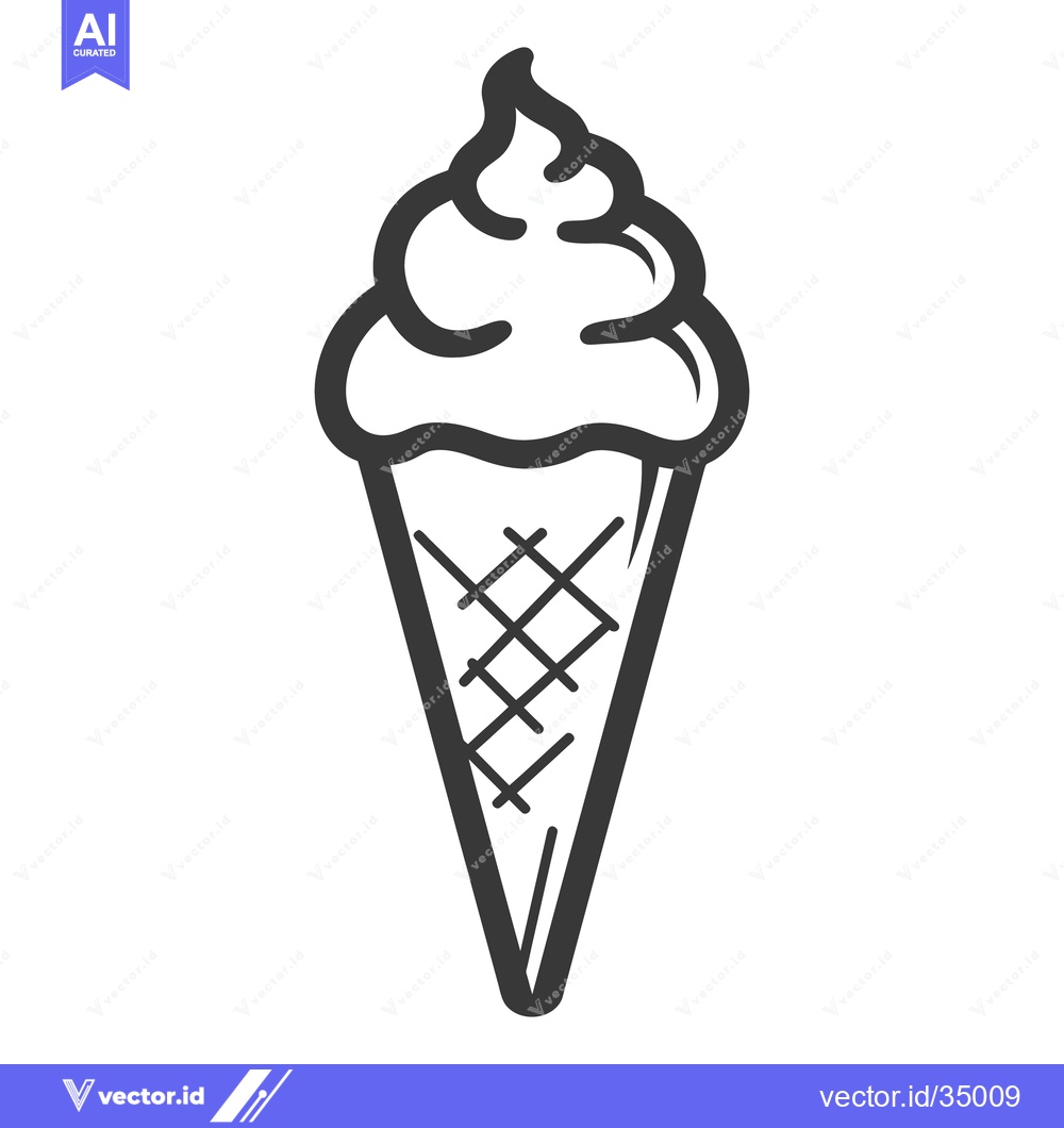 Premium Vector dari A simple line drawing of a classic ice cream cone