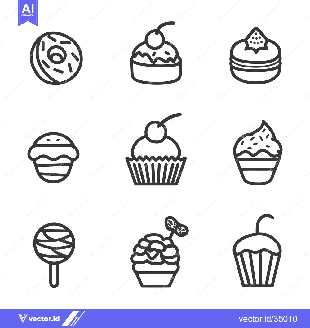 Premium Vector dari Various delicious desserts and baked goods in simple outline form