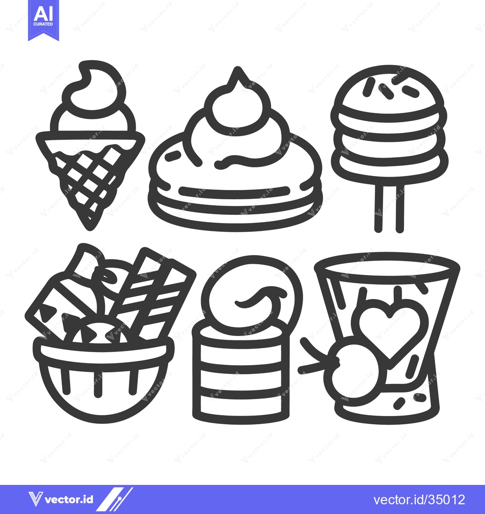 Premium Vector of Assorted graphic illustrations of various sweet desserts and treats