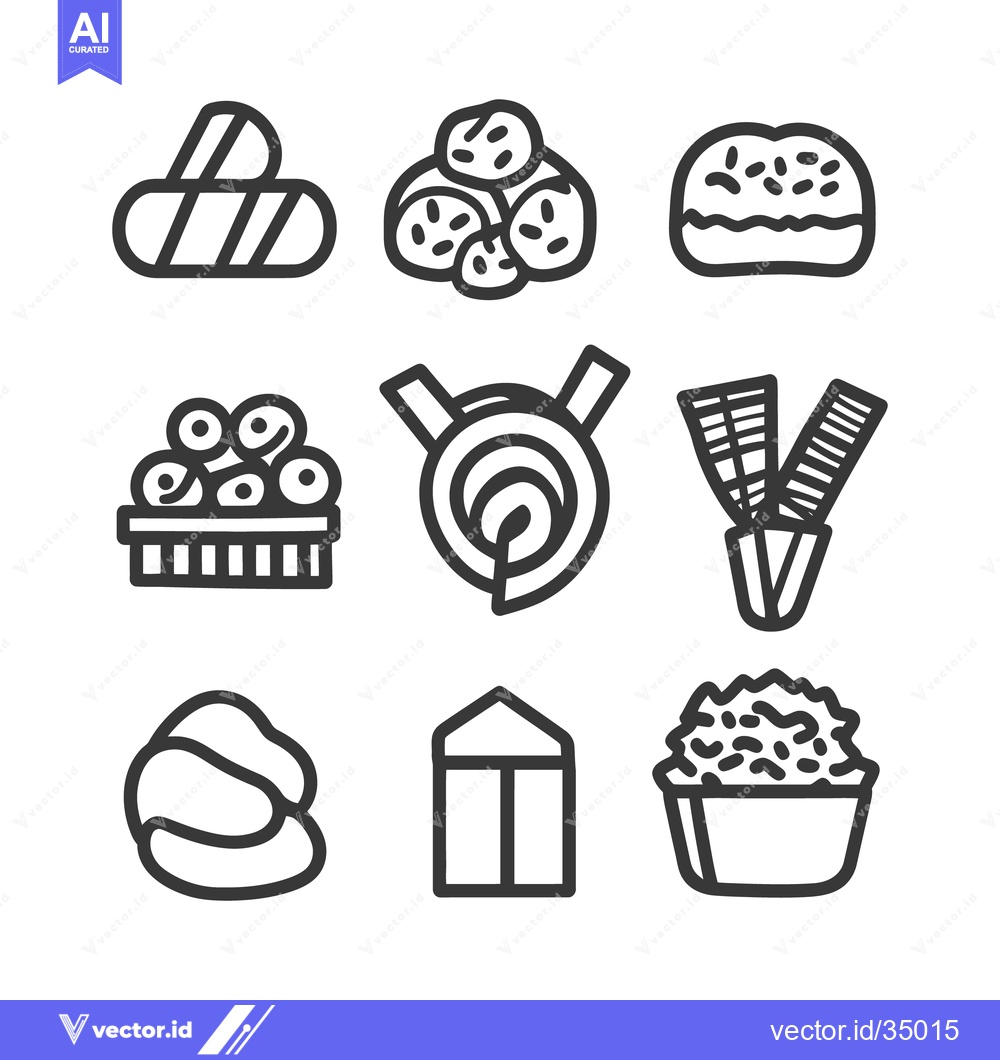 Premium Vector dari Simplified black and white icons representing different types of food