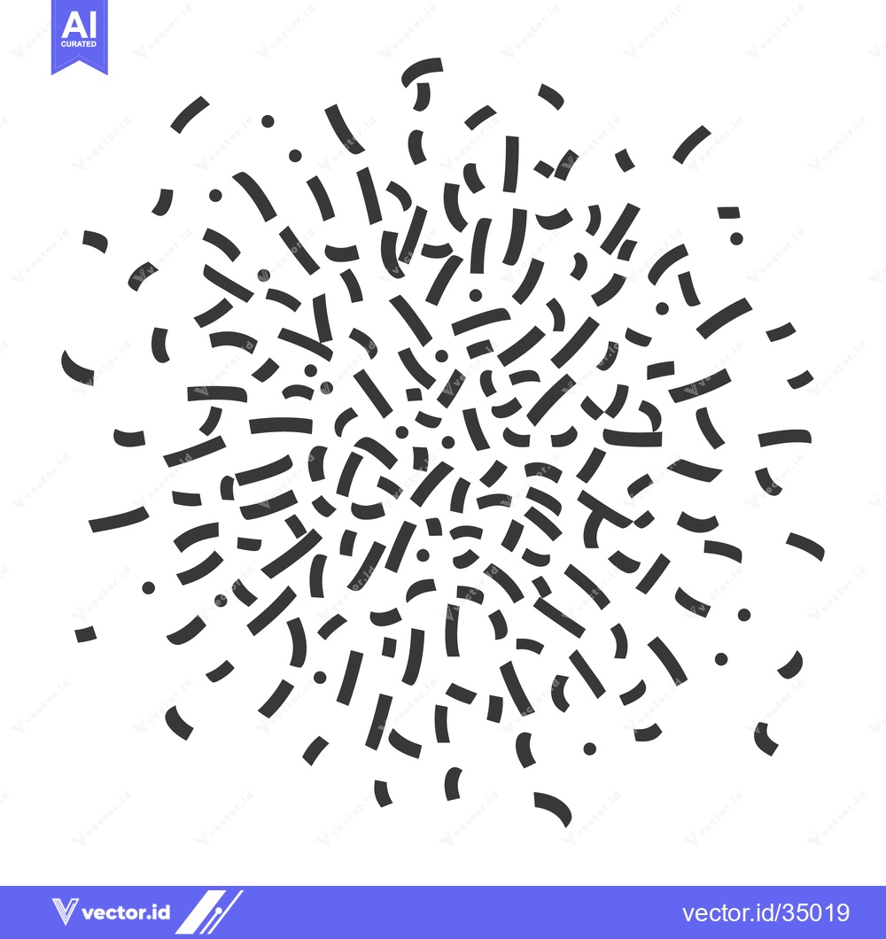 Premium Vector of Concentric Arrangement of Black Confetti Fragments Across White Backgr