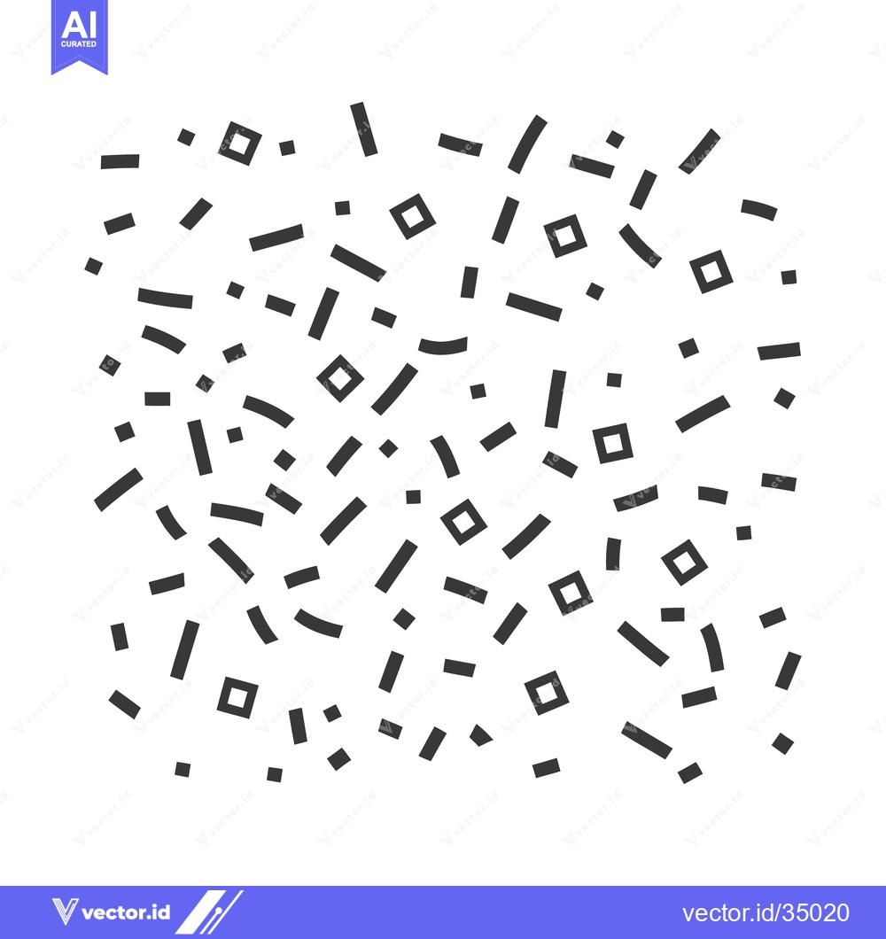 Premium Vector of Black confetti pieces scattered across a plain white background unifor