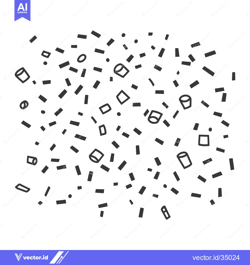Premium Vector dari A black and white illustration of scattered celebratory confetti piece