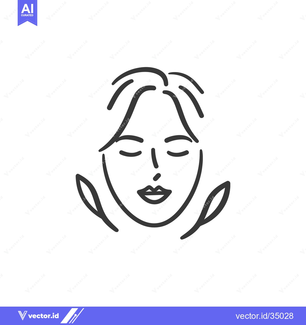 Premium Vector of Simplified line drawing depicts a serene feminine face with eyes close