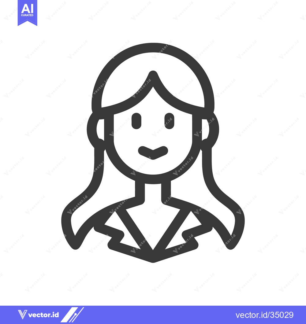 Premium Vector dari A simple line drawing portraying a smiling woman in a portrait